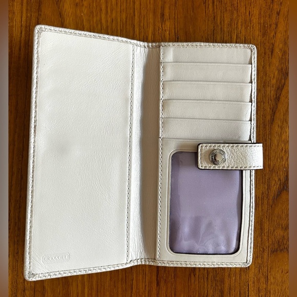 COACH Slim Bifold Wallet | Pearl/Beige Metallic Color | - Picture 5 of 16